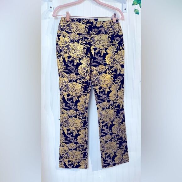 NWT Soft Surroundings Gold and Black Skinny Pants Mini Boot cut Sz‎ XS - Picture 2 of 8